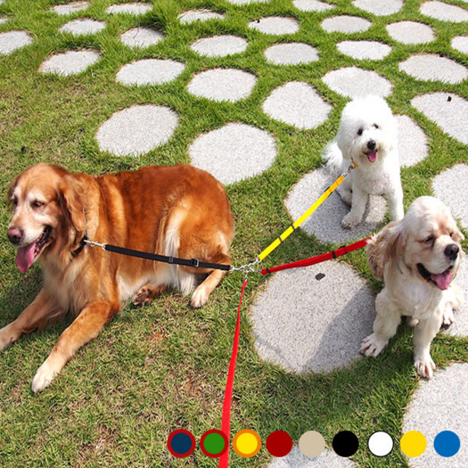 더블 리드줄 트리플 강아지 쌍줄 산책용품 BL-8, 빨강(줄3개), 1개