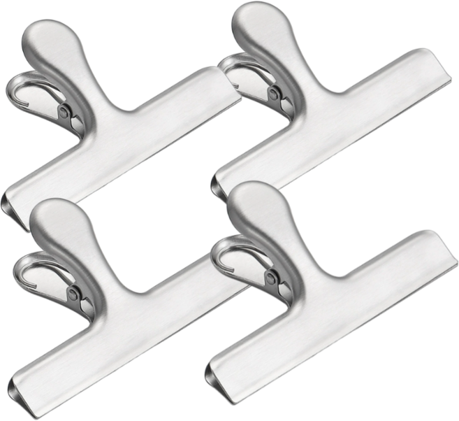 InLoop 올스텐 대형 밀봉 클립 봉지집게, 4개, 스텐 12cm