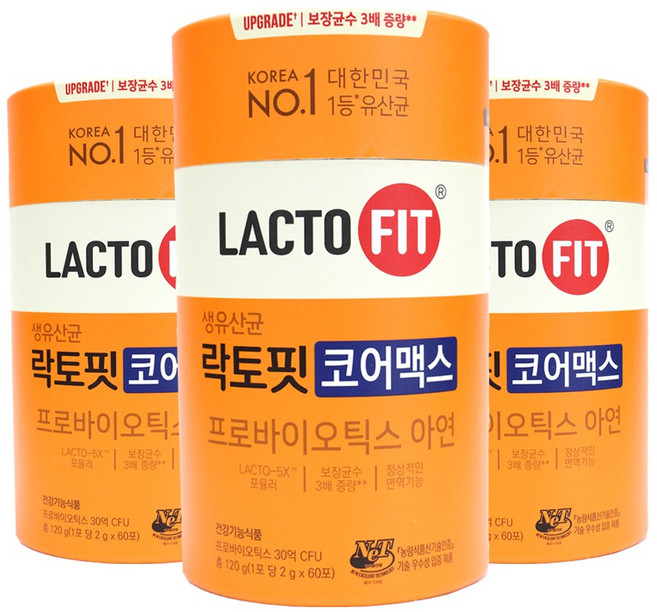 락토핏 종근당건강 생유산균 코어맥스, 120g, 3개