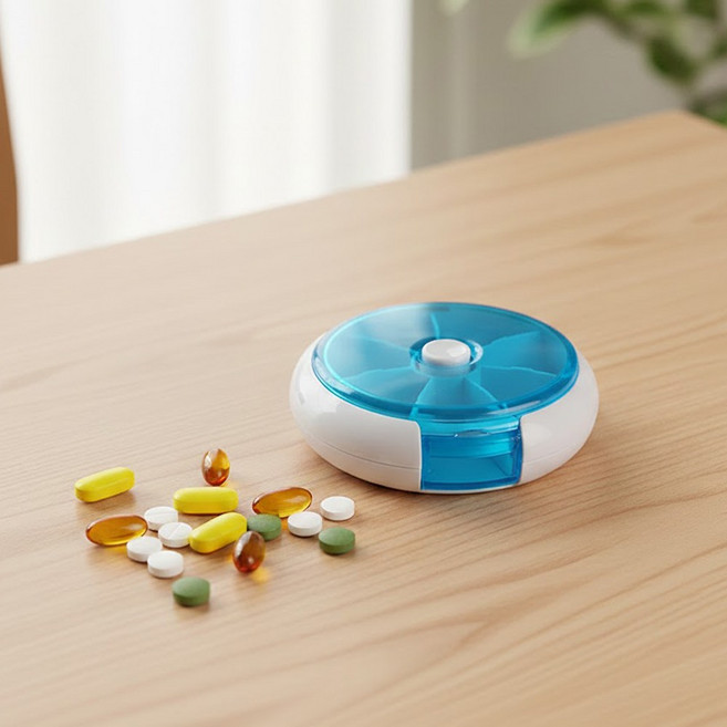 회전형 비타민 영양제 소분용기 약통, 1개, 블루 blue