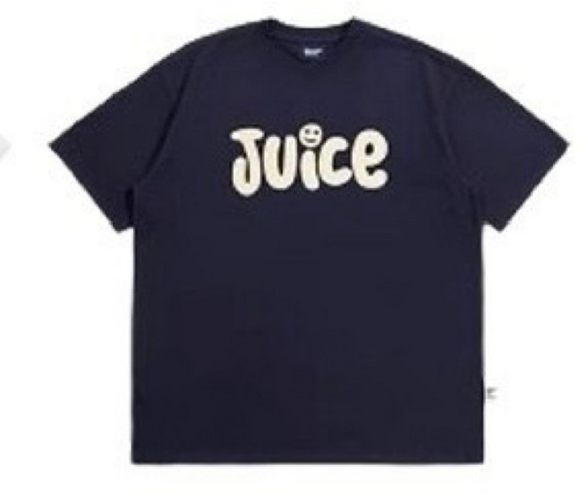 OPB JUICE 立體發泡 Q版字體 字母設計 寬鬆落肩 短袖T恤, 丈青,M