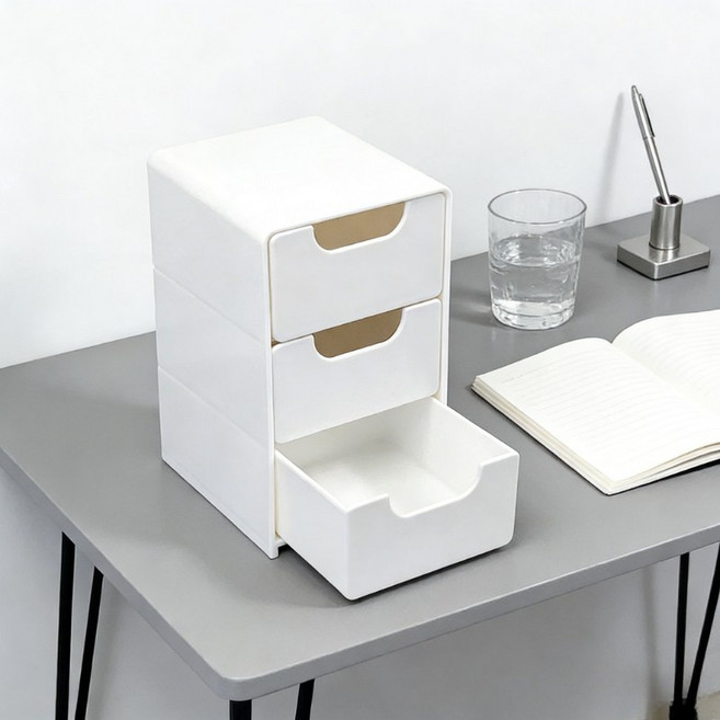 저장 상자 미니 서랍 정리함 책상용 수납 정리함, 화이트, 1개
