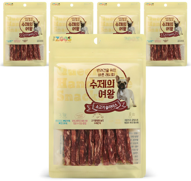 더주스 수제의여왕 강아지 건조간식, 소고기슬라이스, 70g, 5개