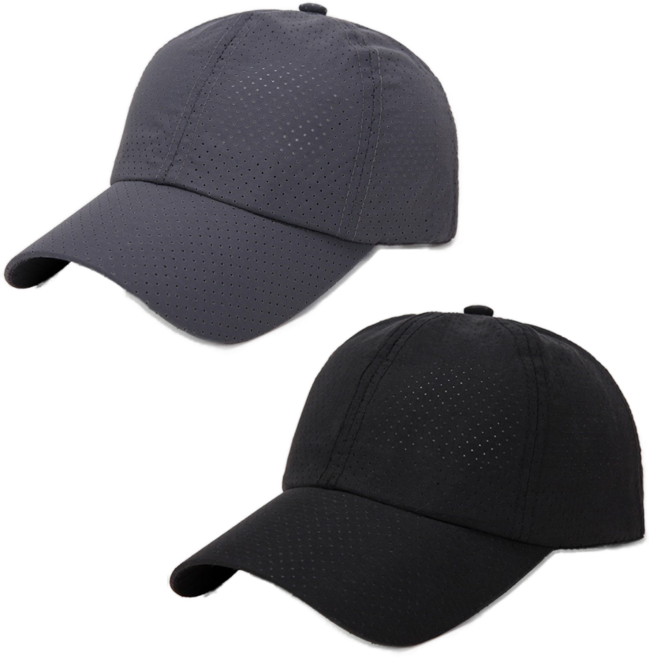 스포츠 러닝 메쉬 모자 1+1, 1세트, 블랙+진그레이
