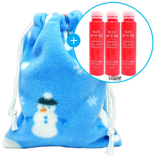 극세사 눈사람 겨울 복주머니 파우치M(생활정원 하나미 콜라겐 앰플14일분), 1