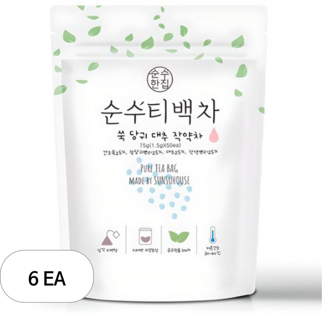 순수한집 쑥 당귀 대추 작약차, 1.5g, 50개입, 6개