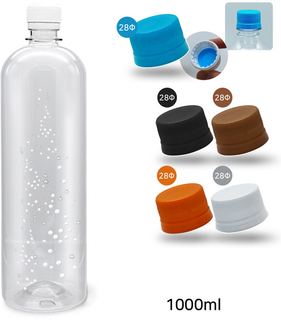 투명(아치)페트병 1000ml (내압캡) / 80개, 블랙