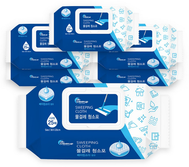 클린업 물걸레 청소포 특대형 25p, 6개