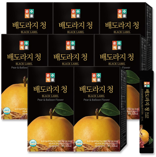 순수식품 배도라지청 블랙라벨 스틱, 300ml, 8개