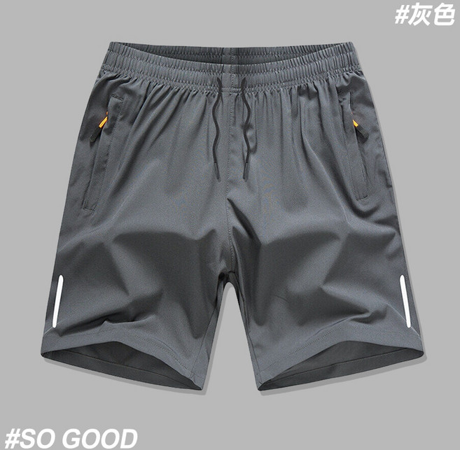 運動戶外冰絲速乾彈性休閒短褲 - 男生薄款工作五分涼感褲 深灰色
