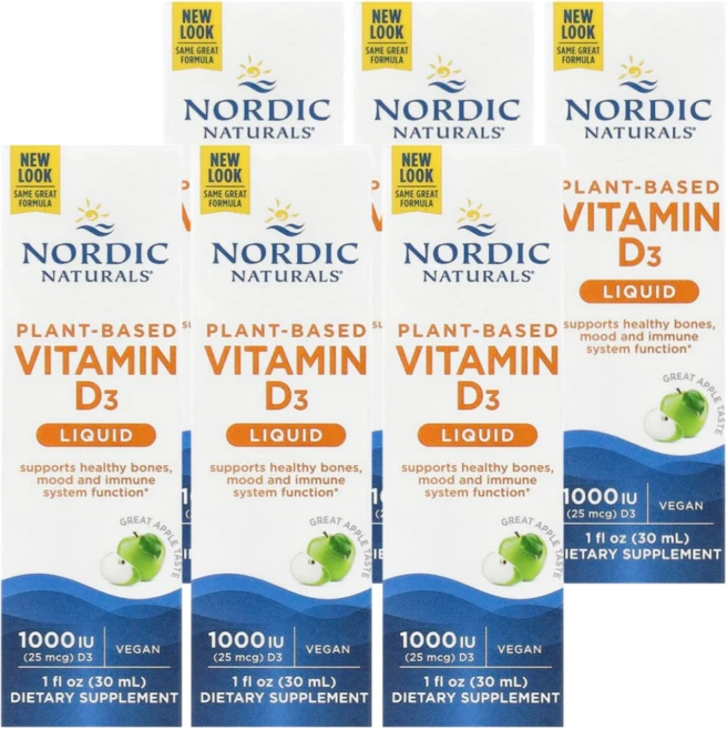 노르딕 내추럴스 식물성 비타민 D3 리퀴드 1000 IU, 6개, 30ml - 쿠팡