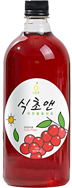 스윗쿡 식초앤 천연 자연 발효 오미자식초 수제100%, 1개, 1L