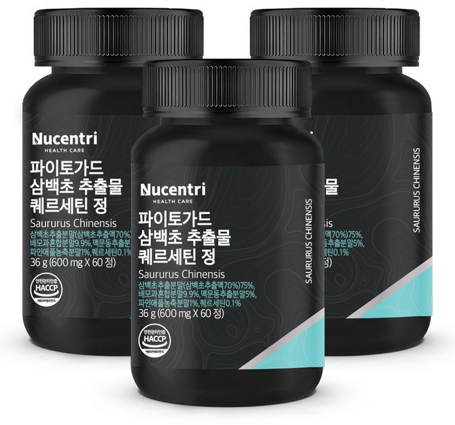 뉴센트리 삼백초 추출물 퀘르세틴 파이토 가드 식약청 HACCP 인증, 3개, 60정