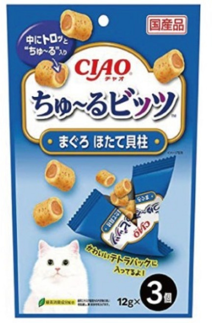 CIAO 迷你夾心肉泥捲餅乾 12gx3入, 1個, 鮪魚+干貝