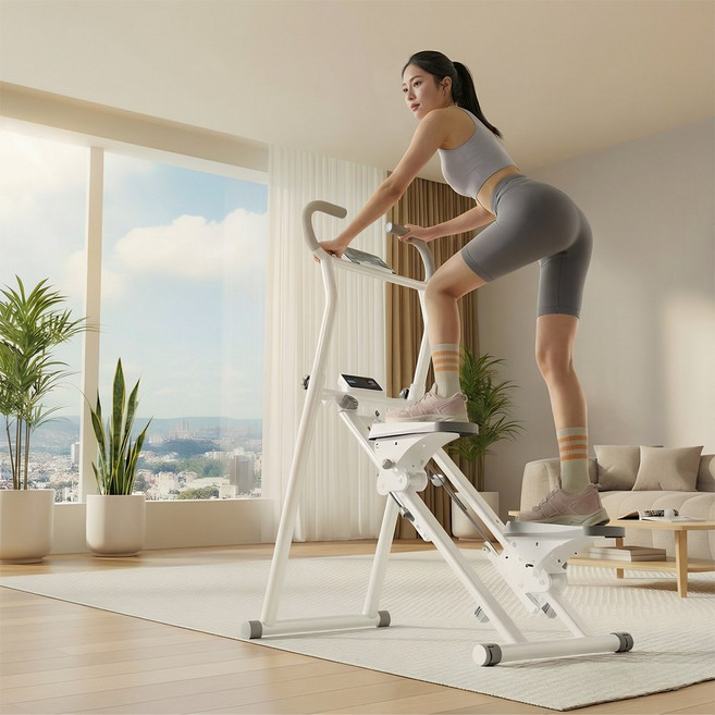 [5년 무료 A/S] HOMEY NEST 천국의계단 6단저항 조절 가정용 접이식 운동기구 스텝퍼 계단오르기, 화이트