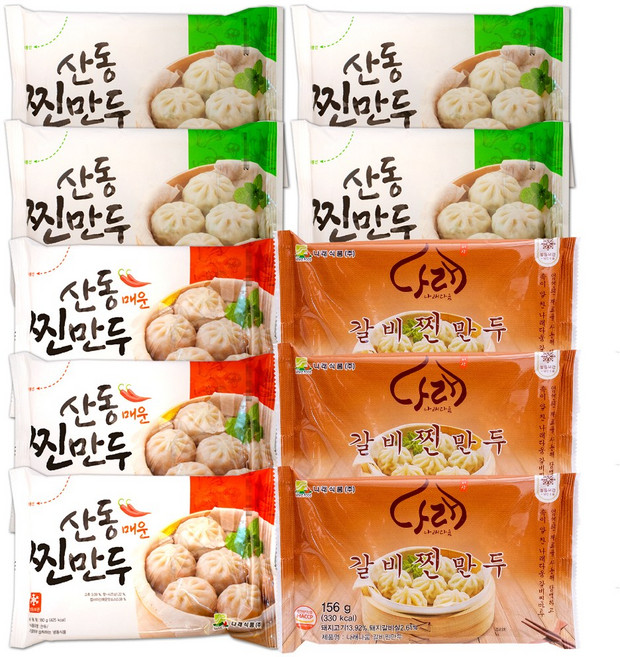 [푸드원스토어] 나래식품 산동만두4개+매운만두3개+갈비만두3개, 10개