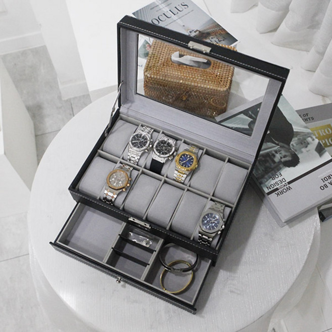 로에드 럭셔리 시계 쥬얼리 2단 가죽 보관함