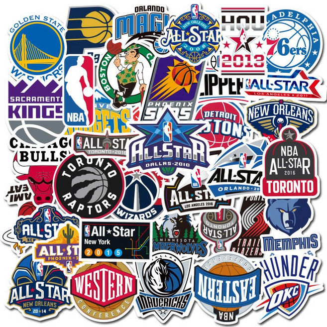 NBA 농구 스티커 50장, 1세트, 미국 프로 농구팀 50장