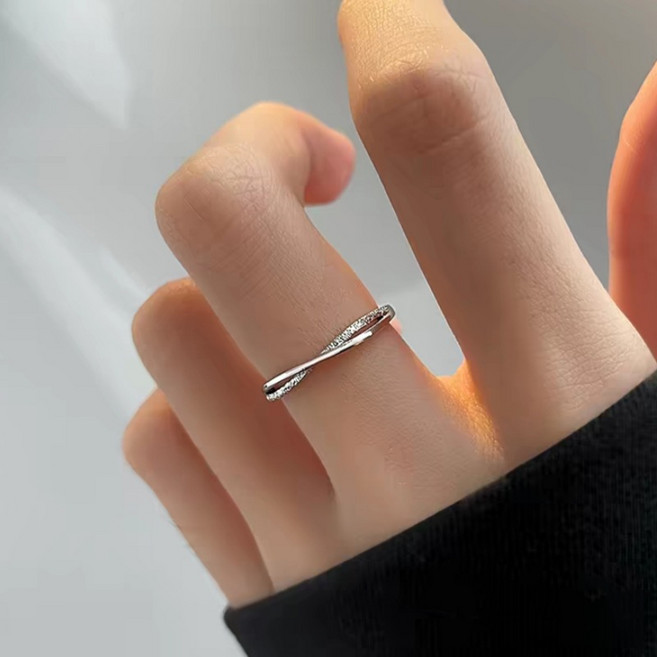 루미아 매트 크로스 실버 반지 미니멀 데일리 링 여성용