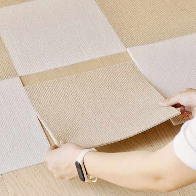 하루꿈 타일카페트 강아지 고양이 미끄럼방지 매트 논슬립 조각매트 여름 시원한 데코타일, 카키, 12개