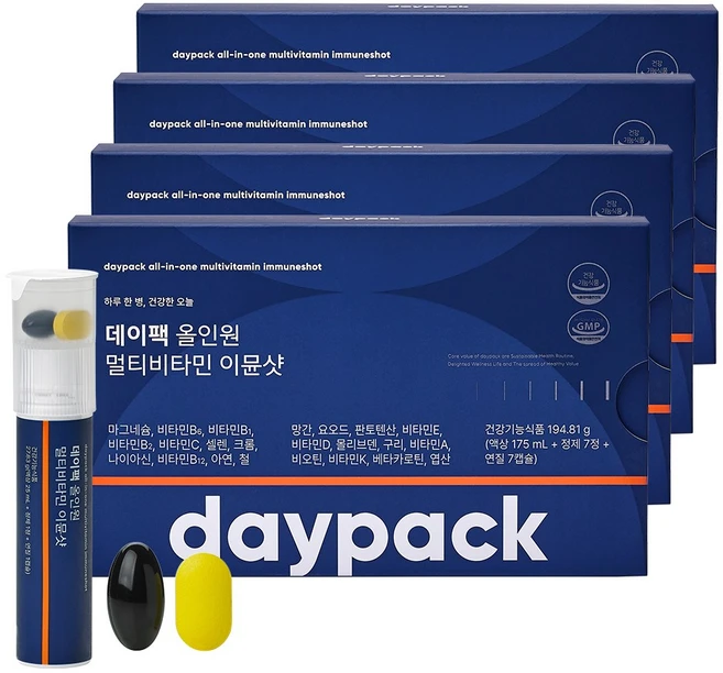 데이팩 올인원 액상 멀티비타민 이뮨샷 5000%, 4개, 7회분 - 쿠팡