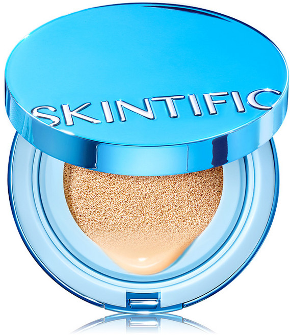SKINTIFIC 絲絨柔霧控油遮瑕氣墊粉餅 霧面持妝, 1個, 00N 自然瓷白色