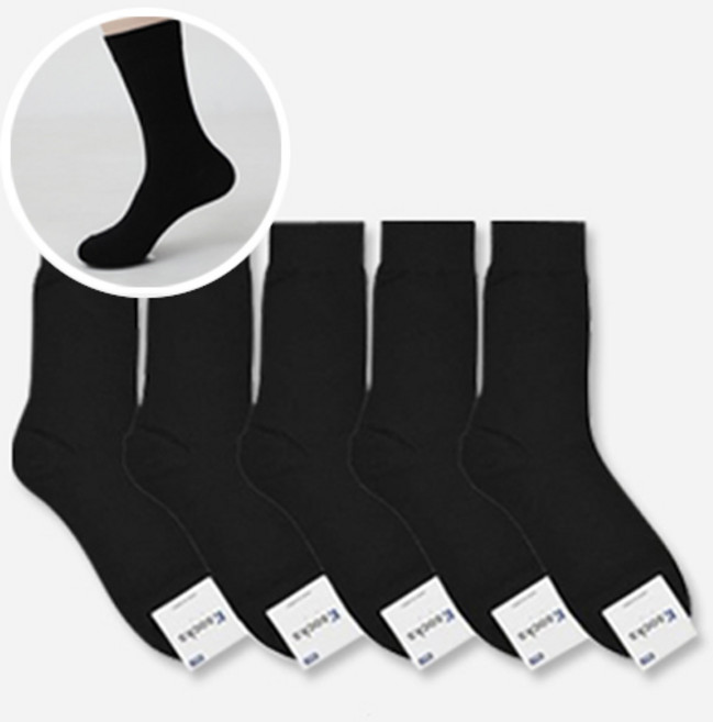 케이삭스 남성용 프리미엄 무지 장목 양말 5켤레 대한민국에서 생산