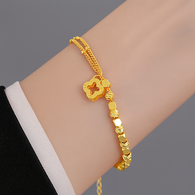 COCOYOU 여성 14K 도금 고급스러운 디자인 화려한 팔찌 QAJ-12