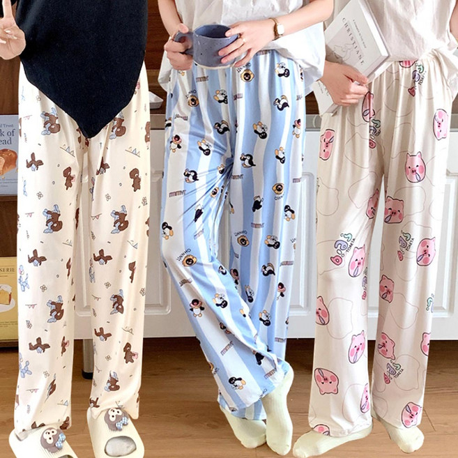 수면바지 동물무늬 기모안감 겨울잠옷 보온 홈웨어