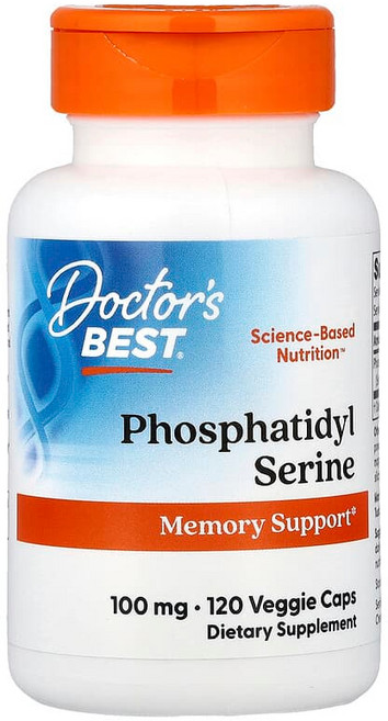 Doctor's Best SerinAid 함유 포스파티딜세린(Phosphatidyl Serine) 100mg 베지 캡슐 120정, 1개