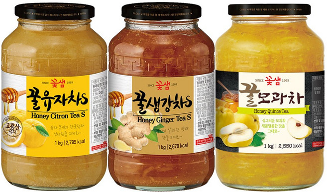 꽃샘 꿀유자차S +꿀생강차S +꿀모과차, 1kg, 1개입, 3개