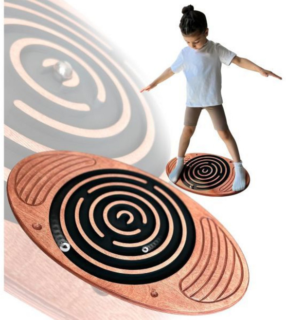 나무 균형판 미로 와 성인 피트니스 도구 흔들림 자연 베치 몬테소리 장난감 코어 근력 트레이닝 물리 치료, 참나무 구체