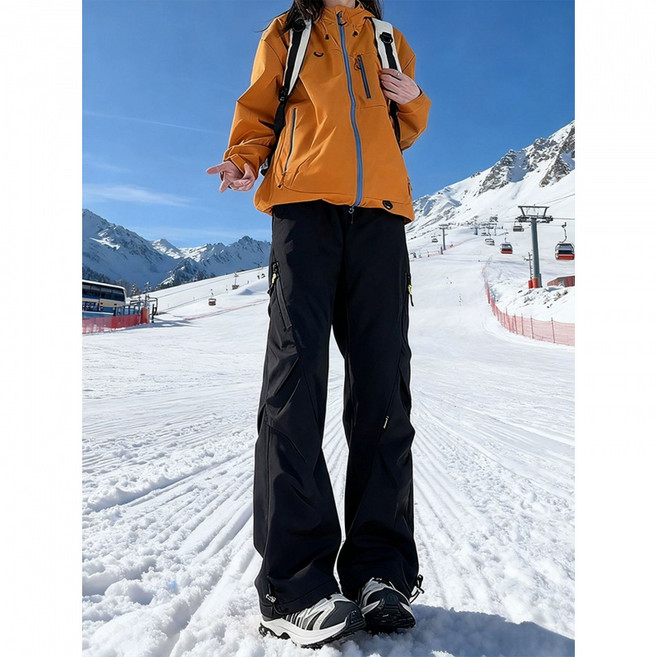 해피유통 남여공용 아웃도어 방풍 스키바지 캐주얼 루즈핏 디자인 swn