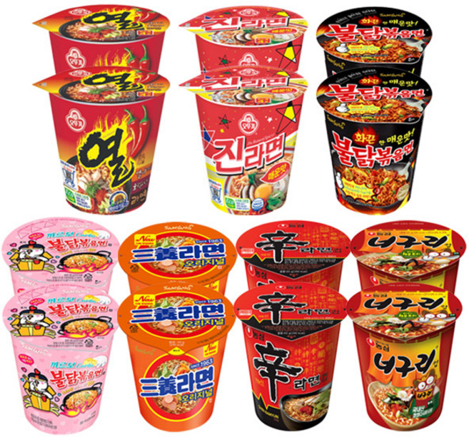 매운맛 컵라면 소컵 7종 14입 (불닭볶음면2+까르보불닭볶음2+신라면2+너구리2+진라면매운2+열라면2+삼양라면2), 1개