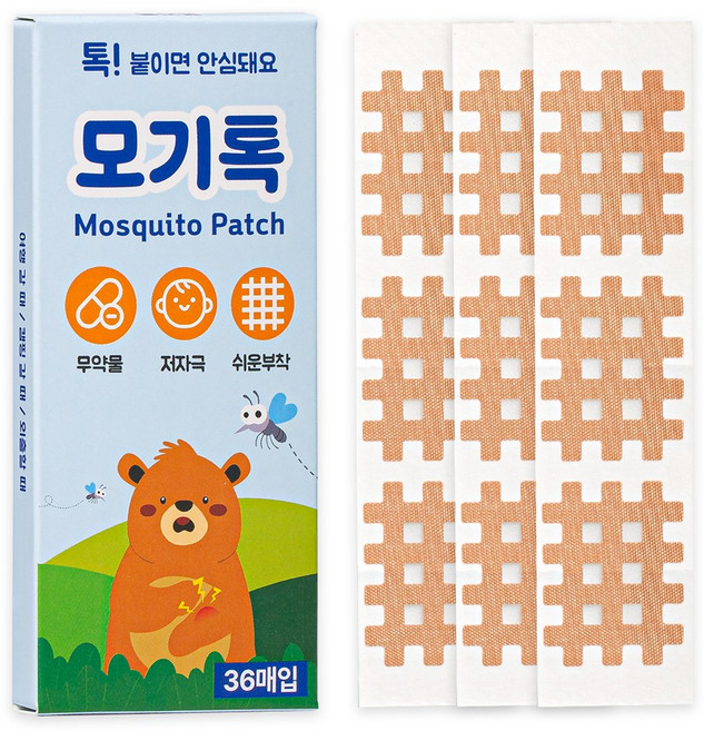 모기톡 모기 패치 36매 KC적합 국내 생산 격자 테이프 썸머 물린데 밴드 여름 야외활동, 1개