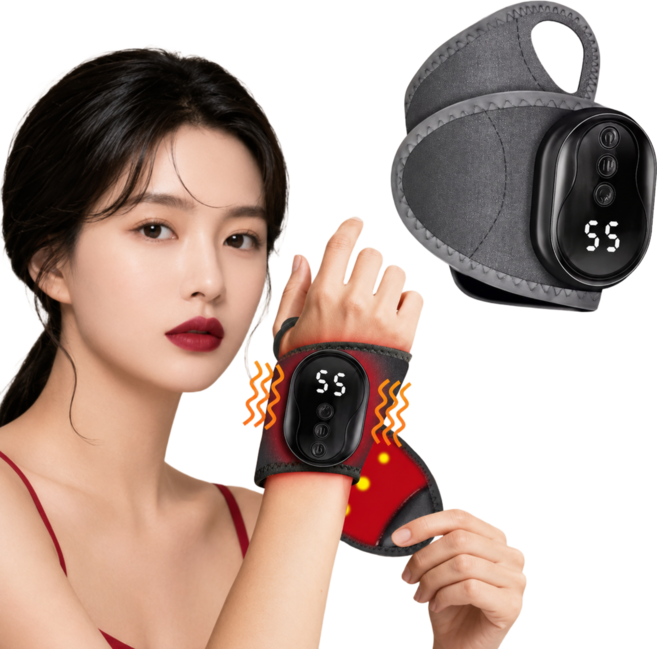 루미닥터스 손목 보호대형 온열 진동 마사지기 지속 온열 케어, 블랙, HY118