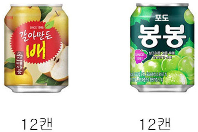 해태 갈아만든배 포도봉봉 2종 24캔 세트, 24개, 238ml