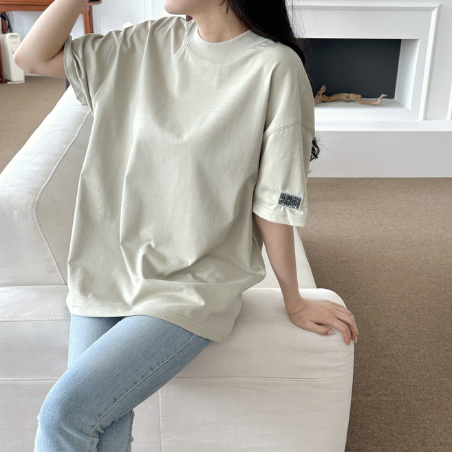 에이프릴랩스 20수 270g 고급 여성 오버핏 라운드넥 반팔 면 티셔츠