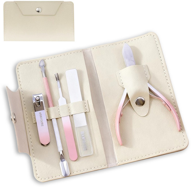 올라이이프지 셀프 큐티클 네일케어 손톱정리 세트, 1세트, 화이트 핑크