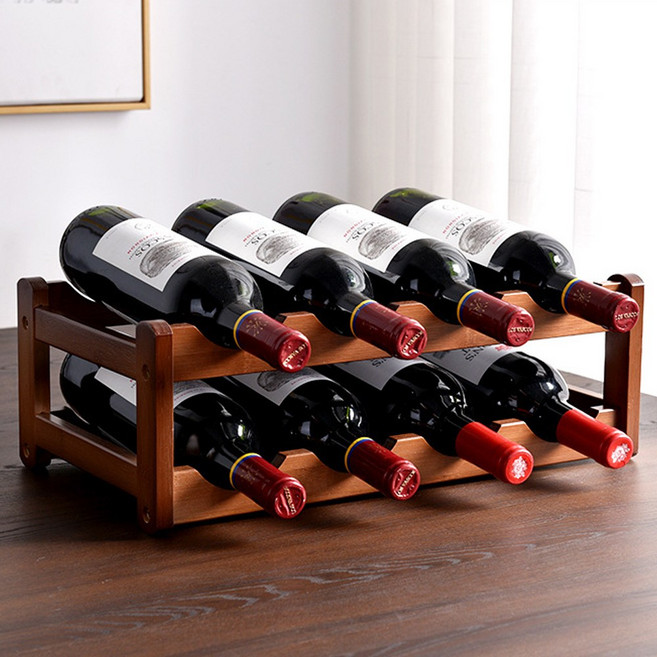 베네토 2단 원목 와인랙 8구 대나무 와인병 거치대, 본상품선택, 1개