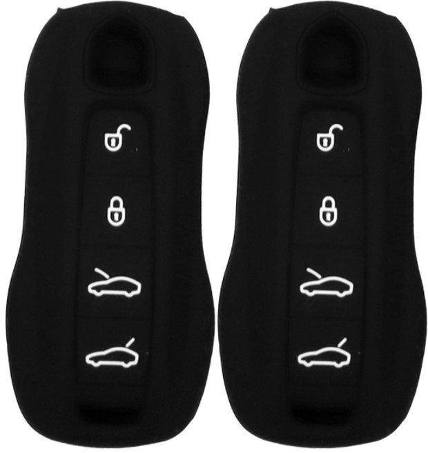 1+1 포르쉐 신형4버튼 호환가능 실리콘 스마트키케이스 키홀더, 블랙, 2개