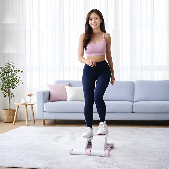 [출시기념할인] 에어스텝퍼 계단 오르기 유산소 운동기구 실내 걷기 스텝밀 헬스 가정용 천국의계단, 라이트핑크