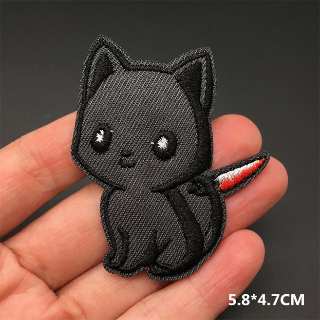 흑백 펑크 스티커 자켓 의류 용 수 놓은 패치 열 접착, 적갈색, 1개