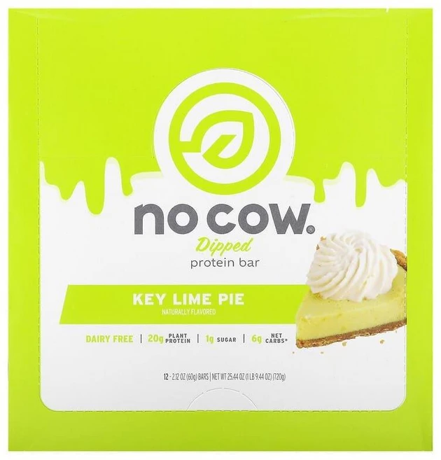 No Cow Dipped Protein Bar Key Lime Pie 노카우 딥드 프로틴바 키 라임 파이, 12개, 60g - 쿠팡