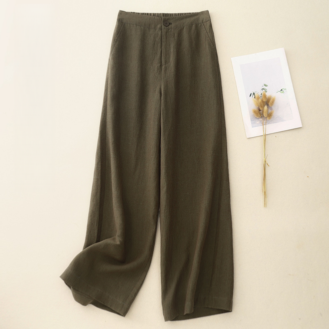 Zoovit 여자 밴딩 린넨 바지 캐주얼 편한 와이드팬츠
