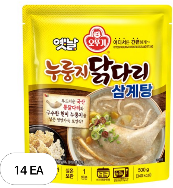 오뚜기 옛날 누룽지 닭다리 삼계탕, 14개, 500g