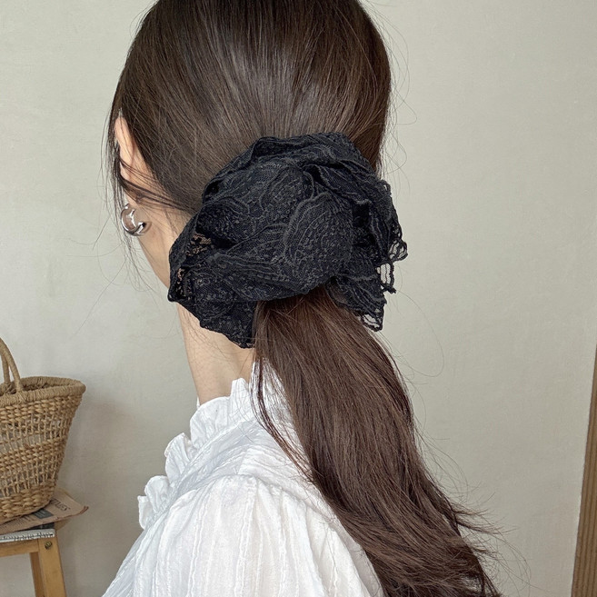 레이스 플라워 볼륨 스크런치 왕 곱창밴드 헤어슈슈 곱창머리끈
