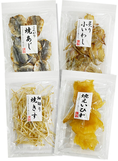 일본 편의점 조미어포 아가와 전갱이 보리멸 정어리 가오리 4종안주세트