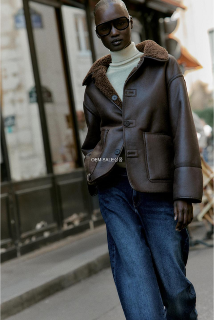 ZARA 자라 리버시블 무스탕 퍼 더블 코트 3046/371 3046371