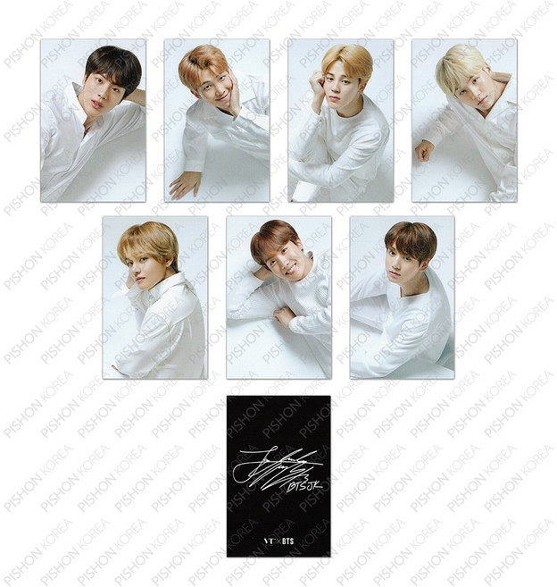 정품 국내배송 / 방탄소년단 BTS 멤버싸인 포토카드 7장세트 블랙/화이트, 블랙